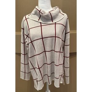 Calvin Klein Cowl Neck Checkered Pullover Women's Sweater Size M